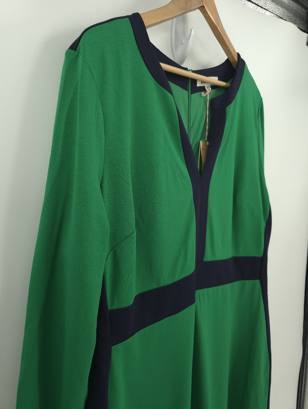 Boden Catherine Ponte Midi Dress Rich Emerald Colorblock Fit Flare Long Sleeve - Picture 5 of 16